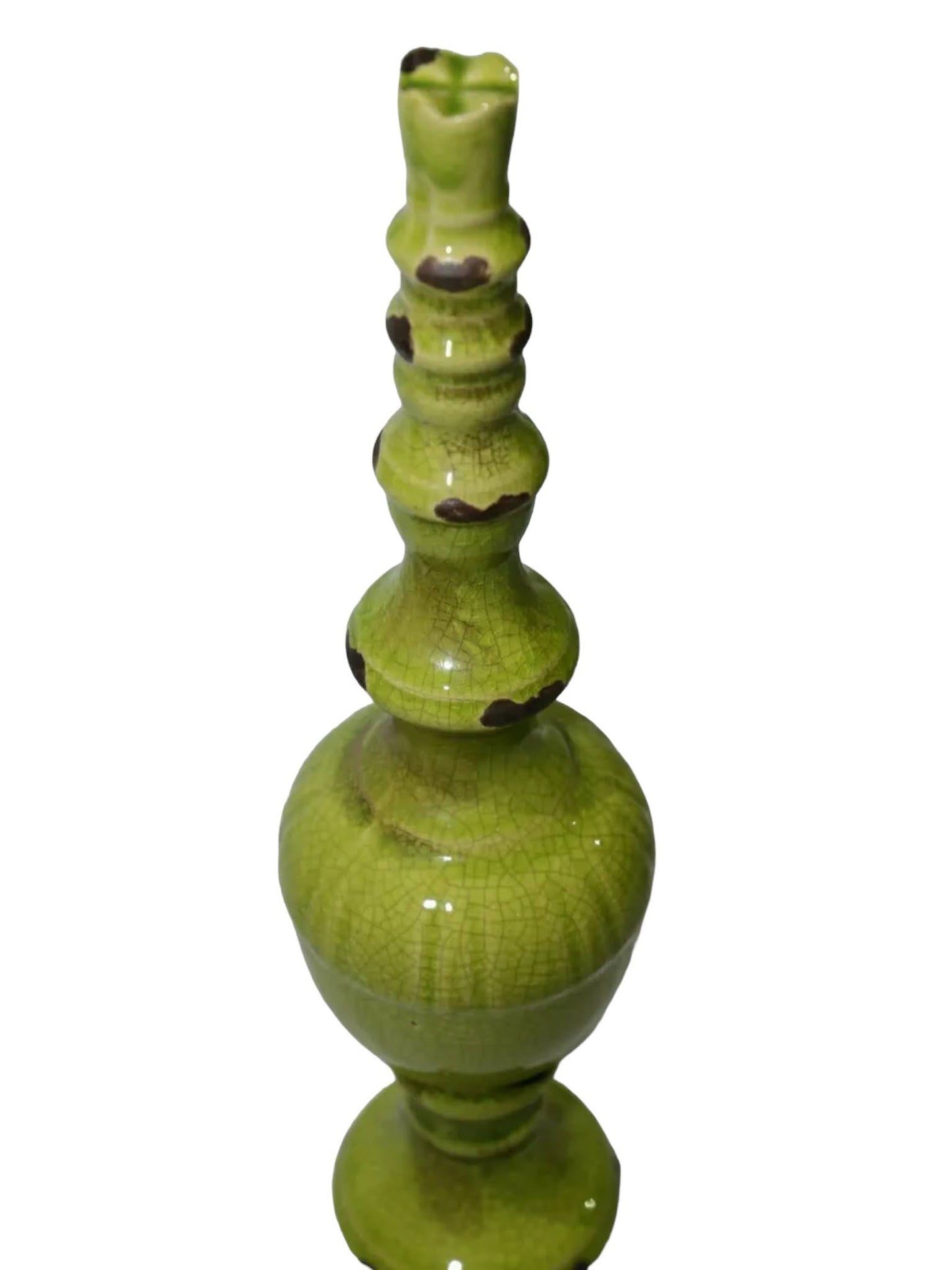 Rustic Glazed Green Ceramic Finials / Ornament