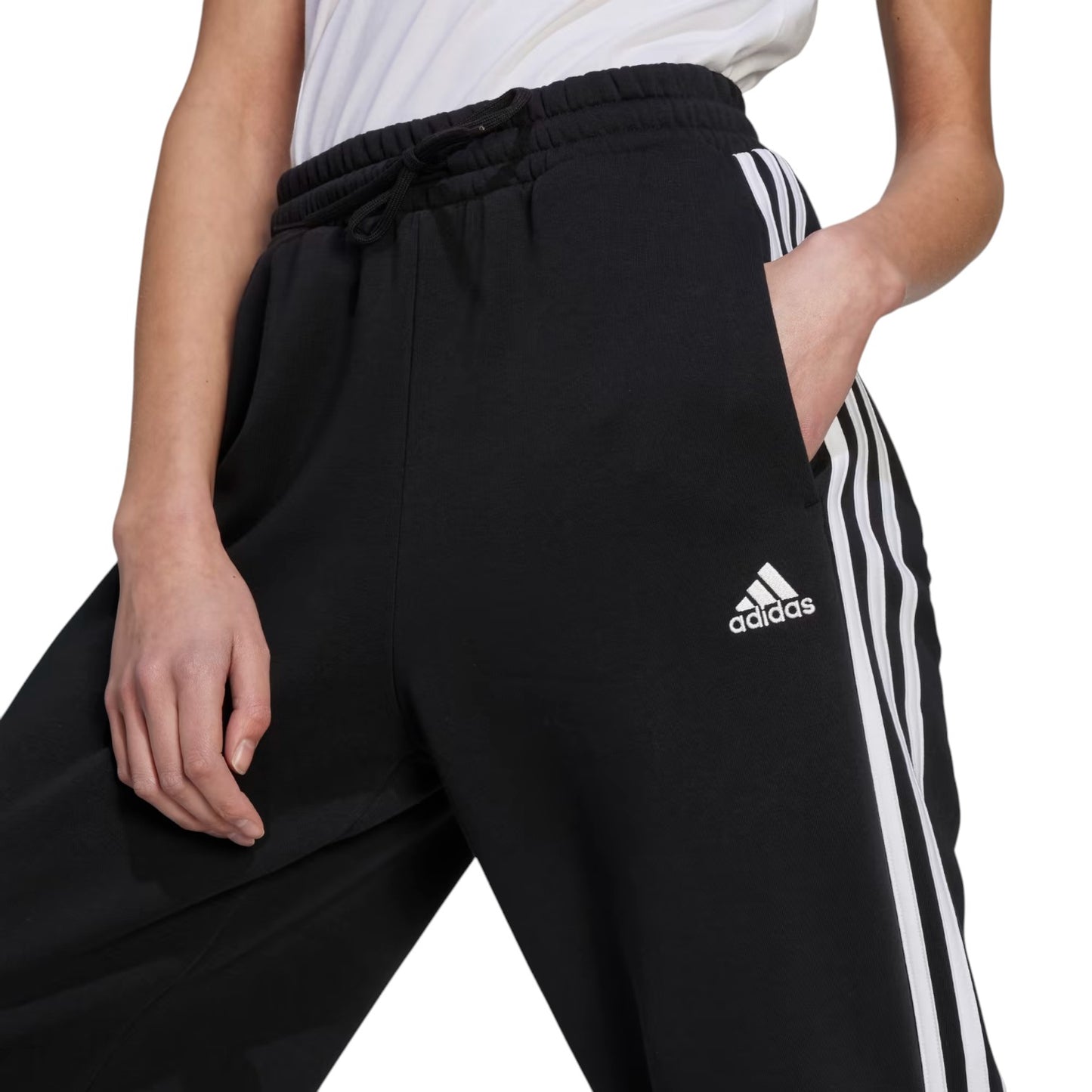 ADDIDAS ESSENTIALS 3-STRIPES OPEN HEM FLEECE PANTS