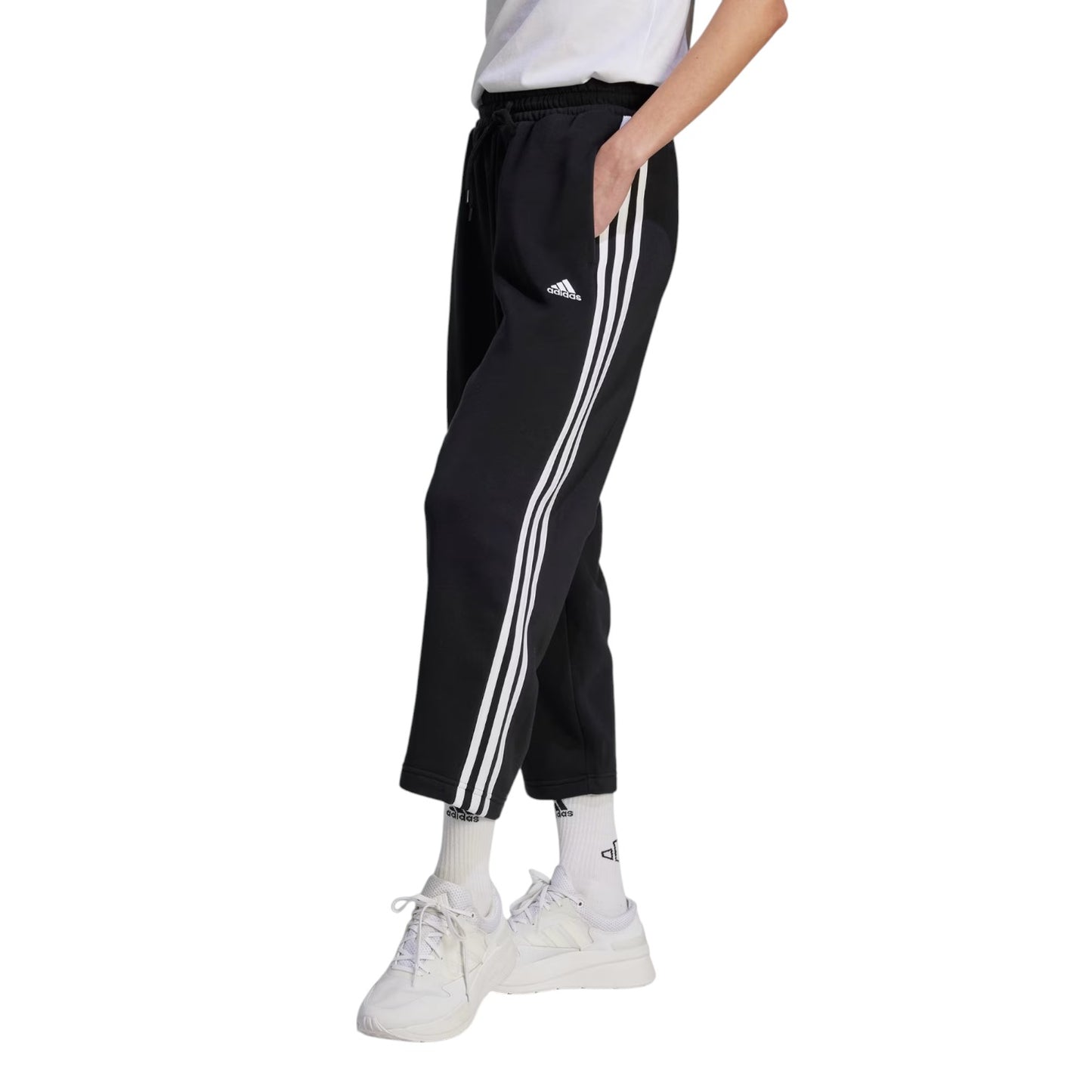 ADDIDAS ESSENTIALS 3-STRIPES OPEN HEM FLEECE PANTS