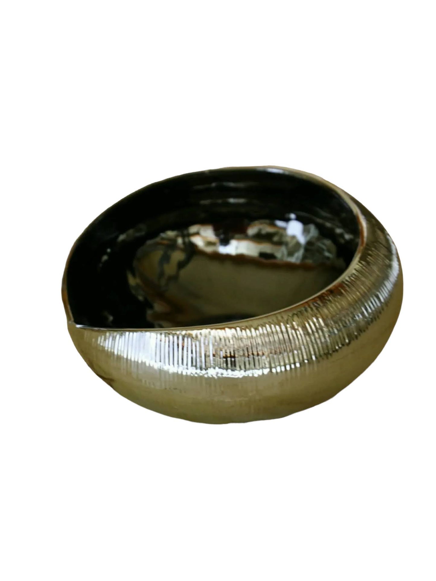 Decorative Bowl High-Quality Ceramic Home Decor – Silver Chrome and Black | 25 cm Diameter x 12.5 cm High