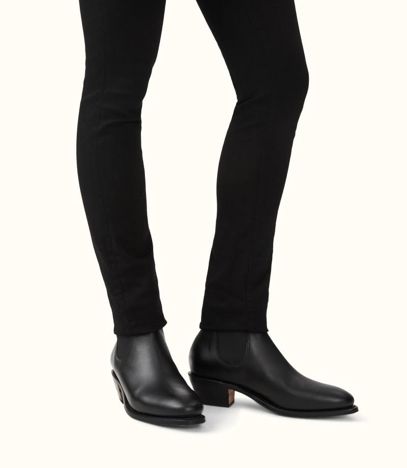 Adelaide Cuban Heel Boot Heel Boot Leather Shoes for Women – Black | Casual Wear | Size 36.5