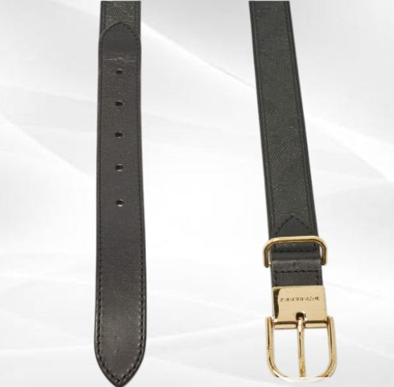 Burberry Black Check Embossed Leather Slim Belt