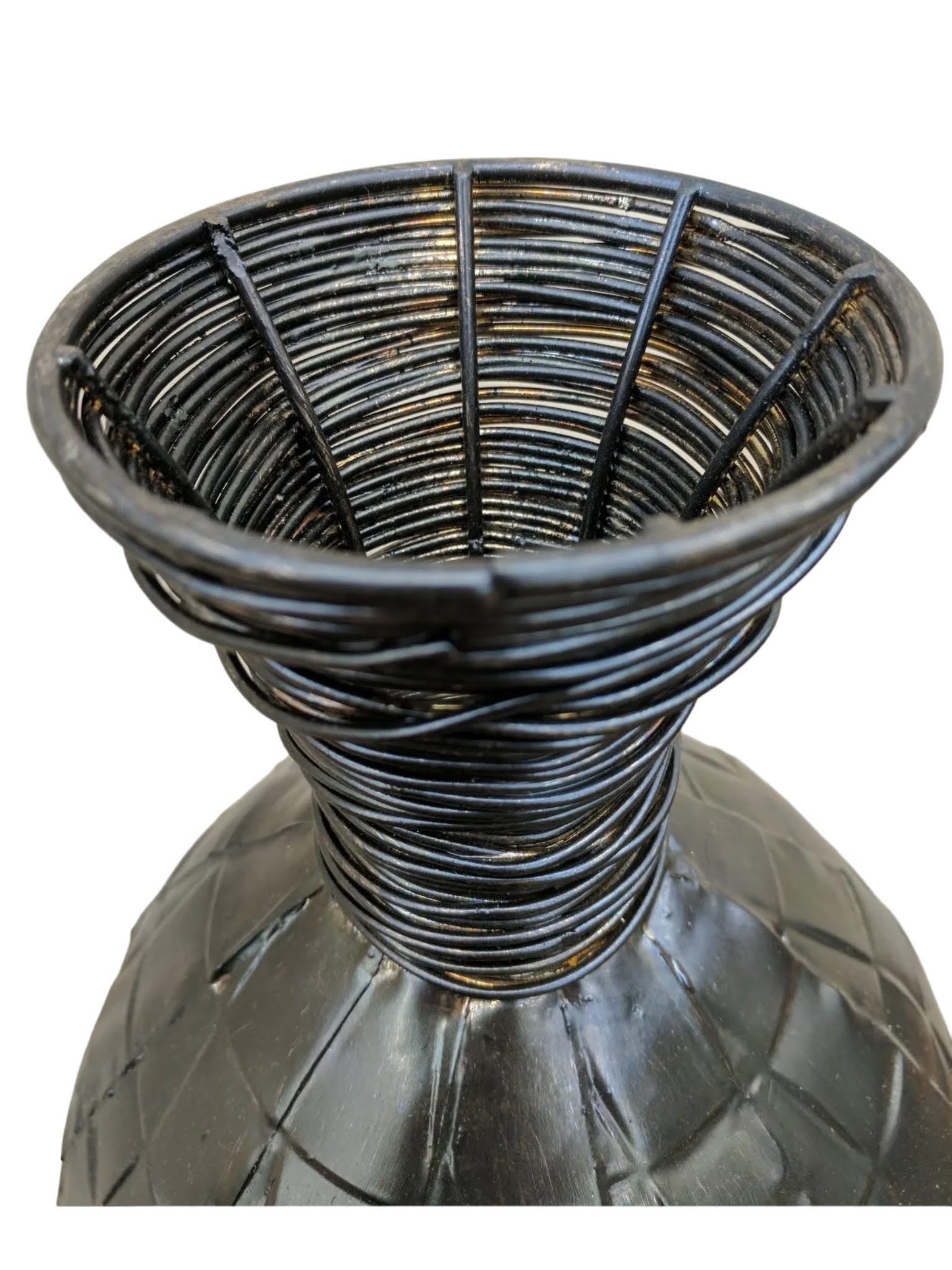 Rustic Moroccan Style Vase Home Decor – Brown, Black and Gold | 27 cm Diameter x 54 cm Height