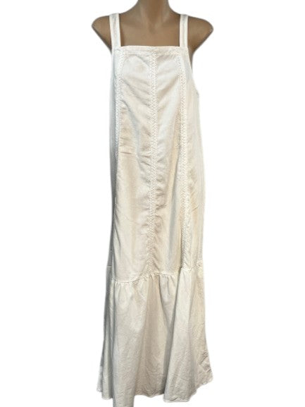 Anna Lee White Linen Maxi Dress - Size 8