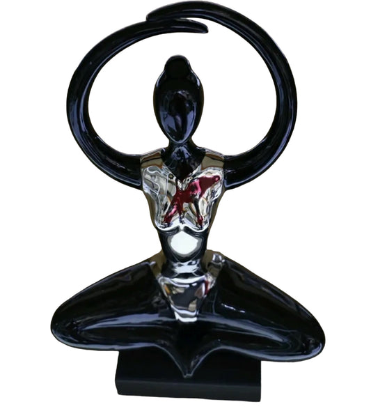 Posing Ballerina Figurine High-Quality Ceramic Home Decor – Black and Silver | Seperately or 3-Piece Set | 26  x 13.5 x 38 cm