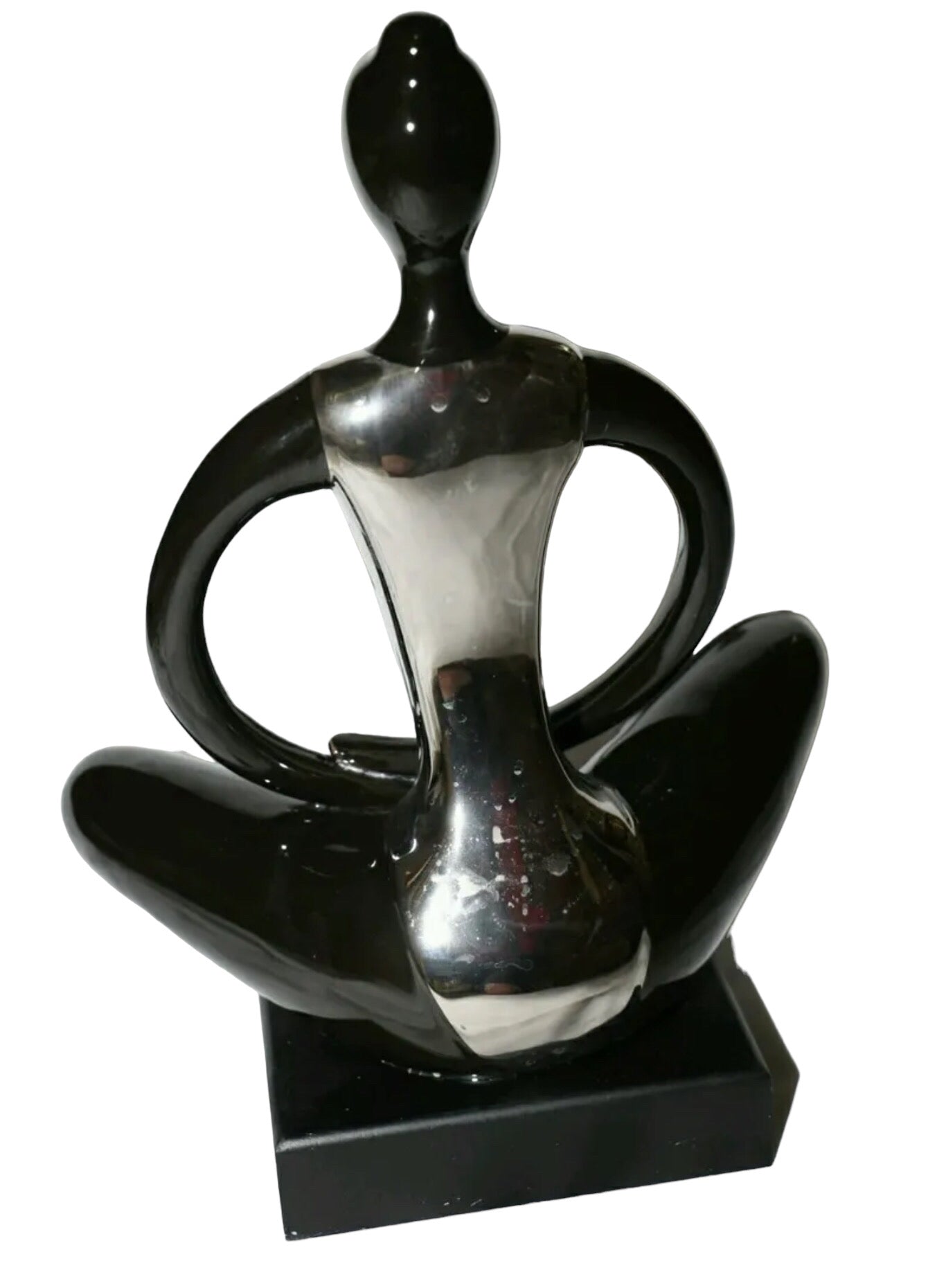 Posing Ballerina Figurine High-Quality Ceramic Home Decor – Black and Silver | Seperately or 3-Piece Set | 26  x 13.5 x 38 cm