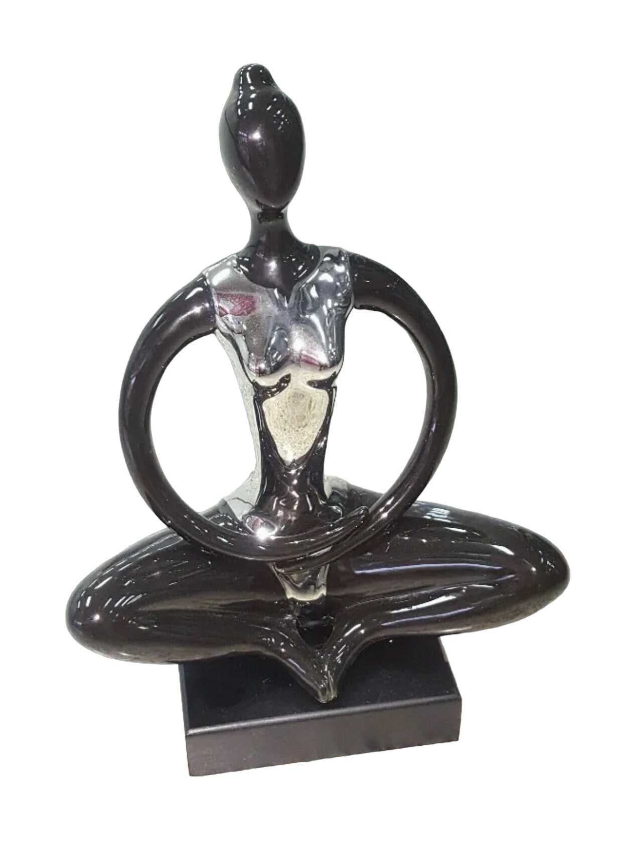 Posing Ballerina Figurine High-Quality Ceramic Home Decor – Black and Silver | Seperately or 3-Piece Set | 26  x 13.5 x 38 cm