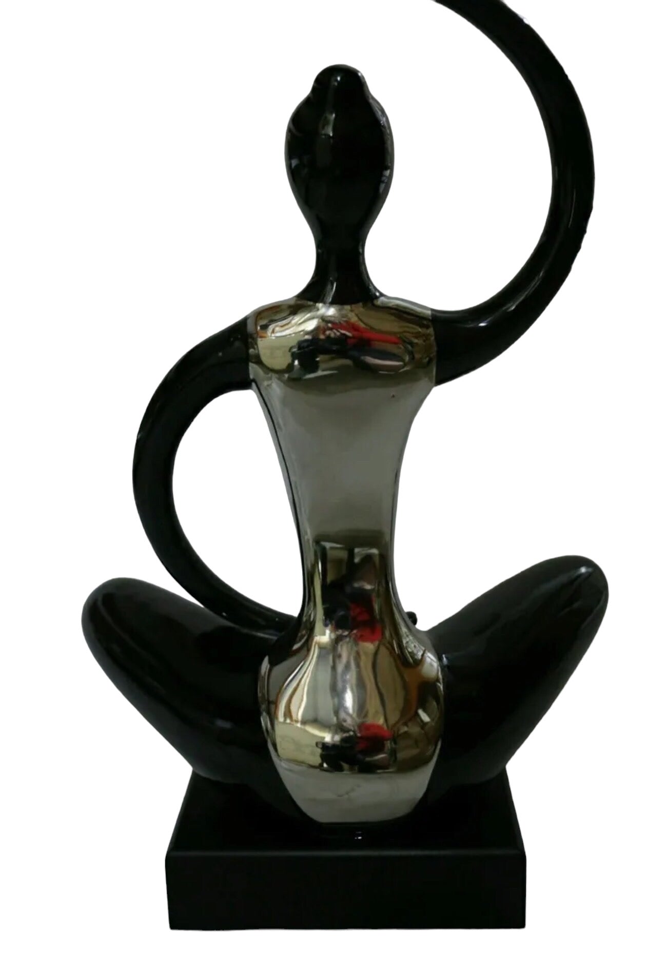 Posing Ballerina Figurine High-Quality Ceramic Home Decor – Black and Silver | Seperately or 3-Piece Set | 26  x 13.5 x 38 cm