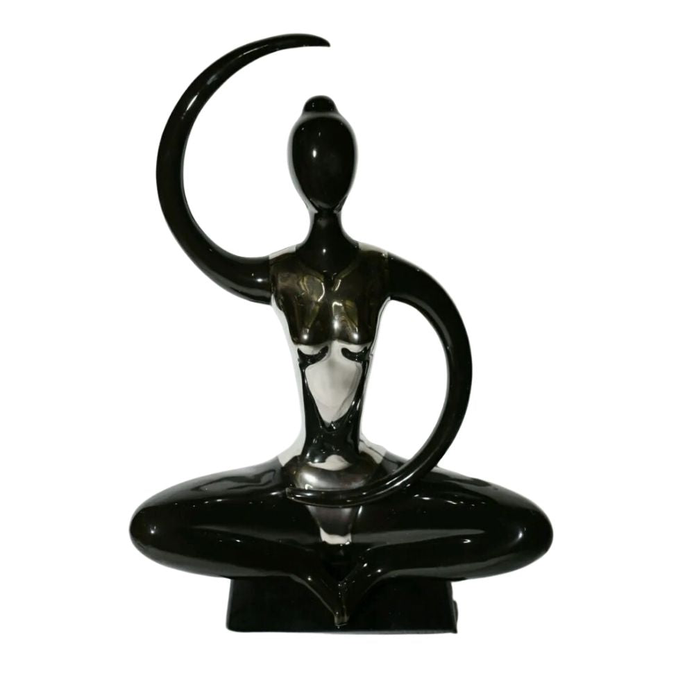 Posing Ballerina Figurine High-Quality Ceramic Home Decor – Black and Silver | Seperately or 3-Piece Set | 26  x 13.5 x 38 cm