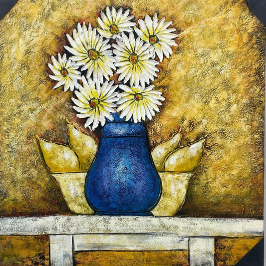 Floral Fusion: Vase of Elegance with Pear Delights Painting High-Quality Oil Home Decor – Multi-Color | 82 x 82 cm