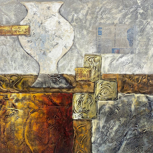 Gilded Elegance: Vase of Tranquility Painting High-Quality Oil Home Decor – Multi-Color | 81 x 81 cm and 82 x 82 cm