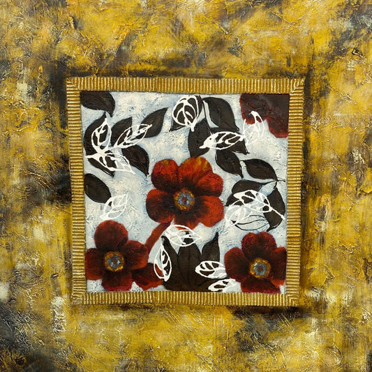 Gilded Petals: Floral Opulence Painting High-Quality Oil Home Decor – Multi-Color | 81 x 81 cm