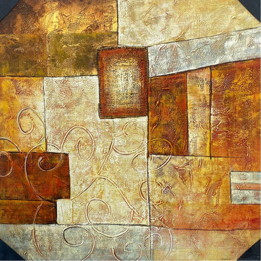 Golden Rustic Symmetry Painting High-Quality Oil Home Decor – Multi-Color | 82 x 82 cm