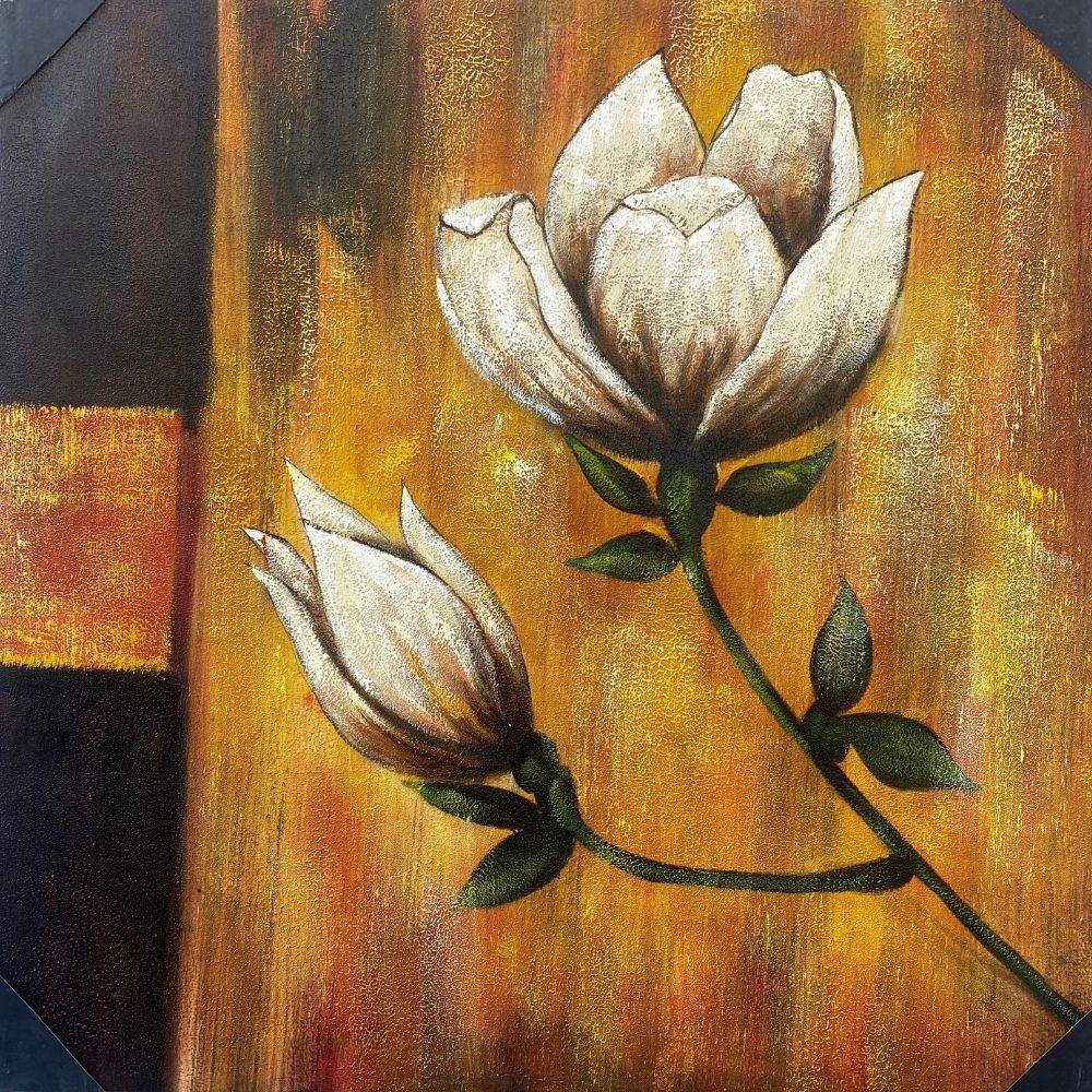 Golden Blossom: Nature's Elegance Painting High-Quality Oil Home Decor – Multi-Color | 82 x 82 cm