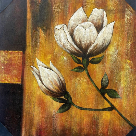 Golden Blossom: Nature's Elegance Painting High-Quality Oil Home Decor – Multi-Color | 82 x 82 cm