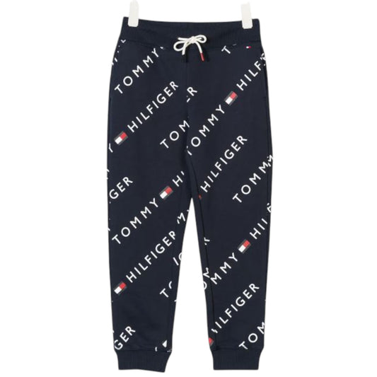 Tommy Hilfiger Navy Branded Joggers with Elastic Waistband – Size L