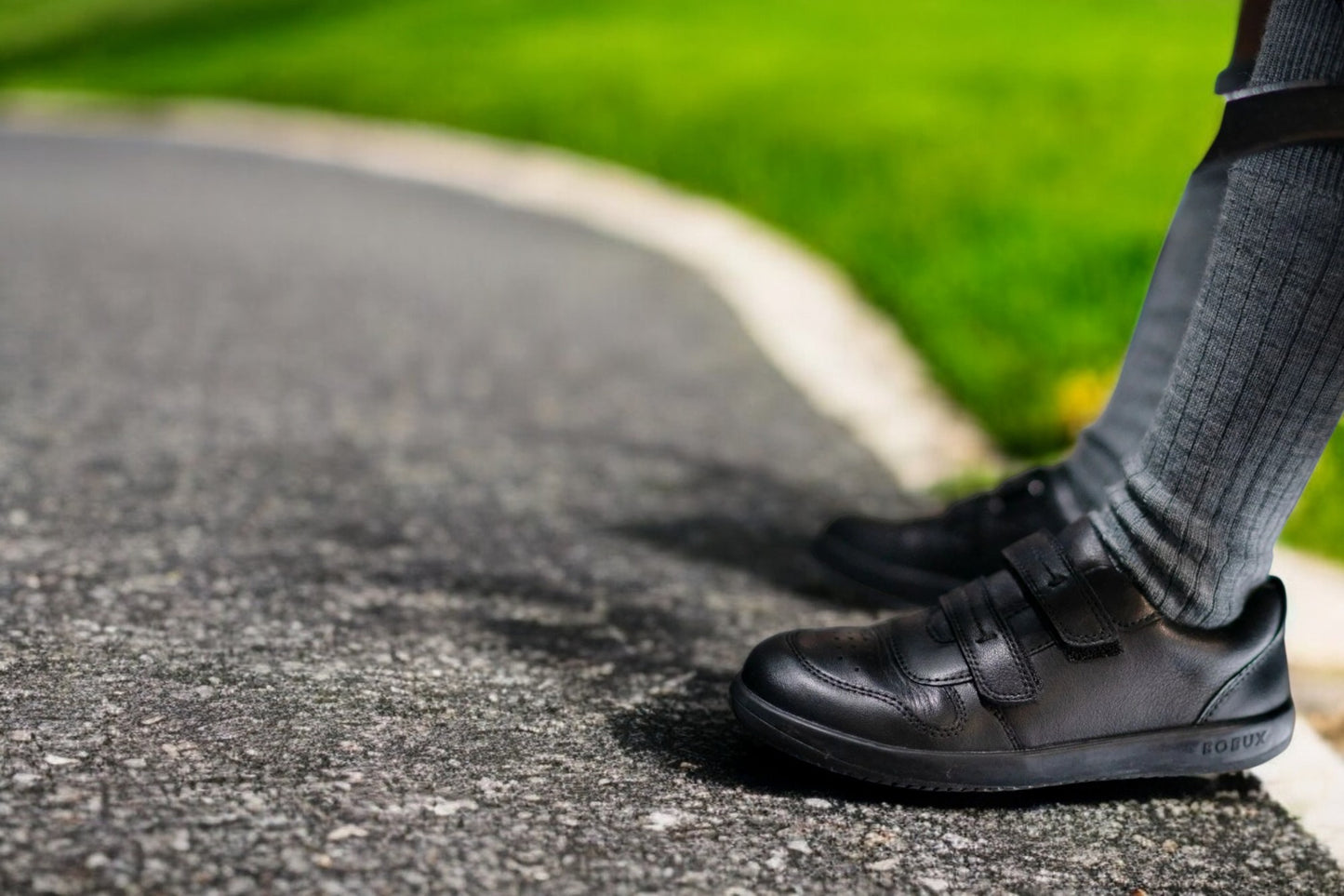 BOBUX LEAP Black Leather School Shoes for Kids