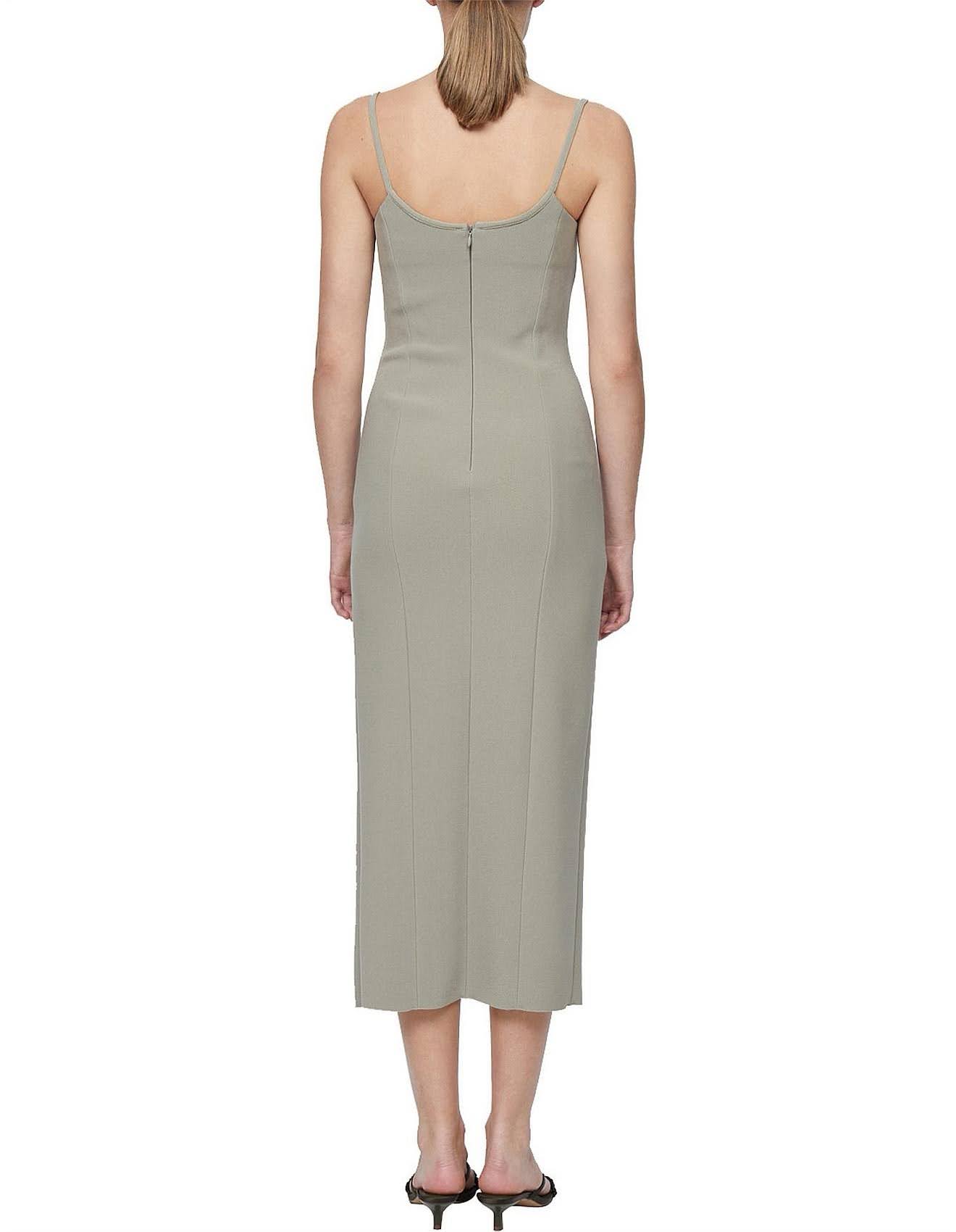 BEC + BRIDGE Midi Dress High-Quality Fabric Blend Clothes for Women – Silver Sage | Sweetheart Neckline | Size XXS