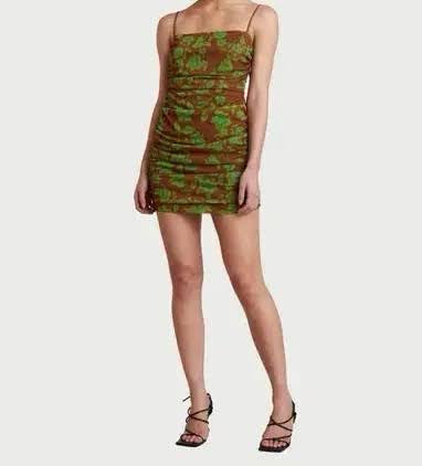 BEC + BRIDGE Bridge Blossom Mini Dress 100% Recycled Polyester Clothes for Women – Camouflage | Fitted Silhouette | Size 8