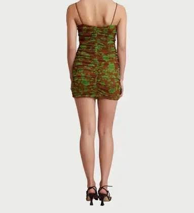 BEC + BRIDGE Bridge Blossom Mini Dress 100% Recycled Polyester Clothes for Women – Camouflage | Fitted Silhouette | Size 8