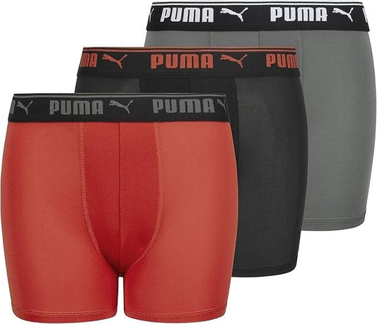 Puma Boxer Briefs Soft Fabric Men's Underwear – Red, Black, Green | 3-Piece Set | Puma Logo Waistband | Size XL