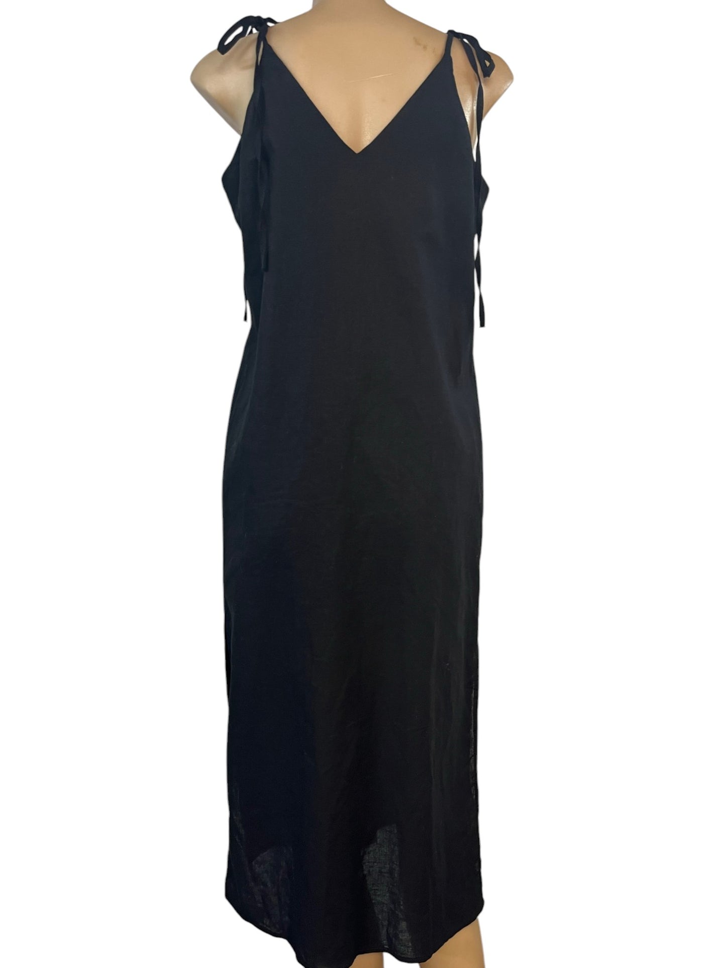 Midi Dress 100% Cotton Clothes for Women – Black | Button-Up | Size XS