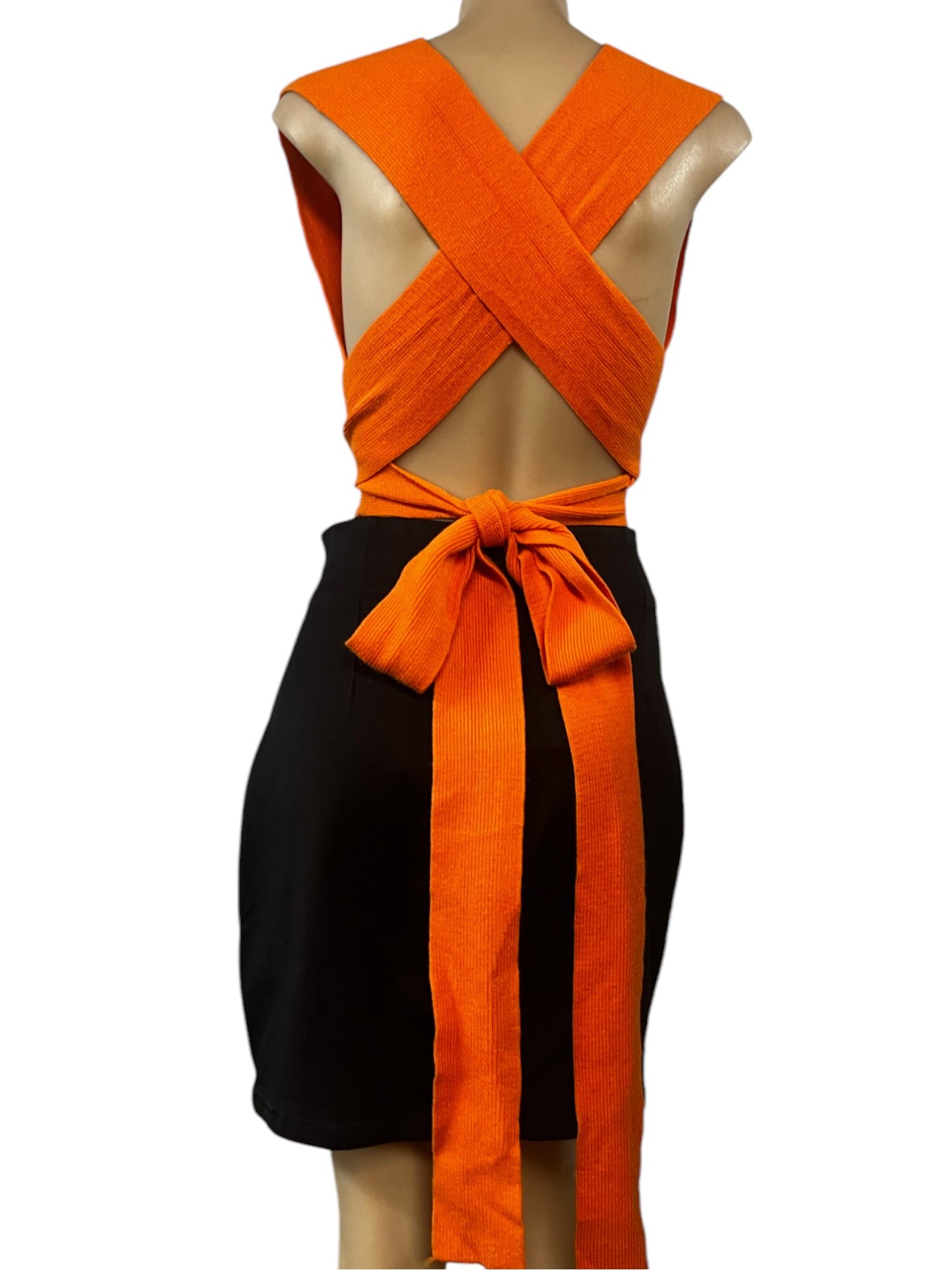 Set of 2 Wrap-around Top Cotton Knitted Clothes for Women – Orange and Black | Terno | Size 8 and 12