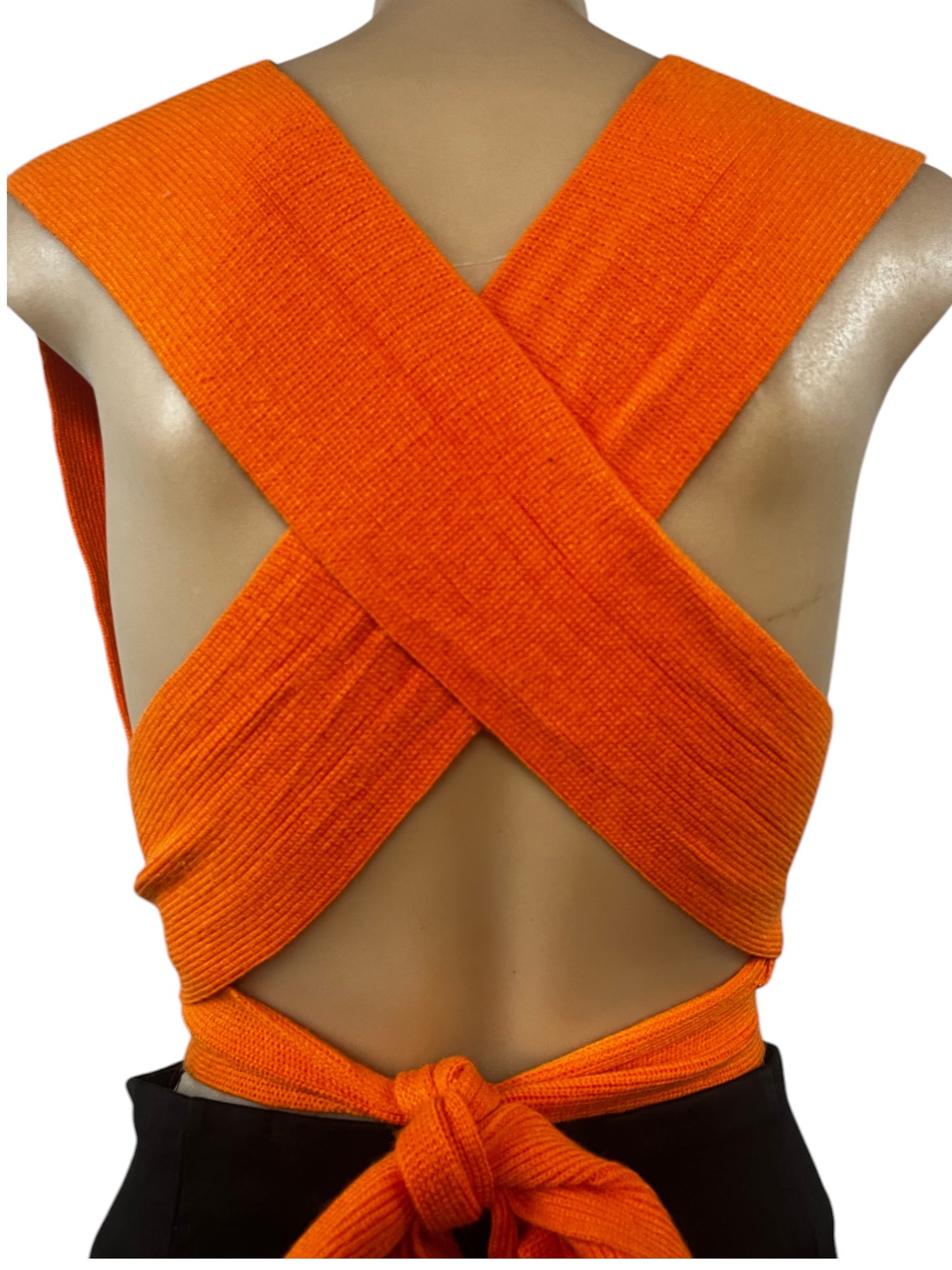 Set of 2 Wrap-around Top Cotton Knitted Clothes for Women – Orange and Black | Terno | Size 8 and 12
