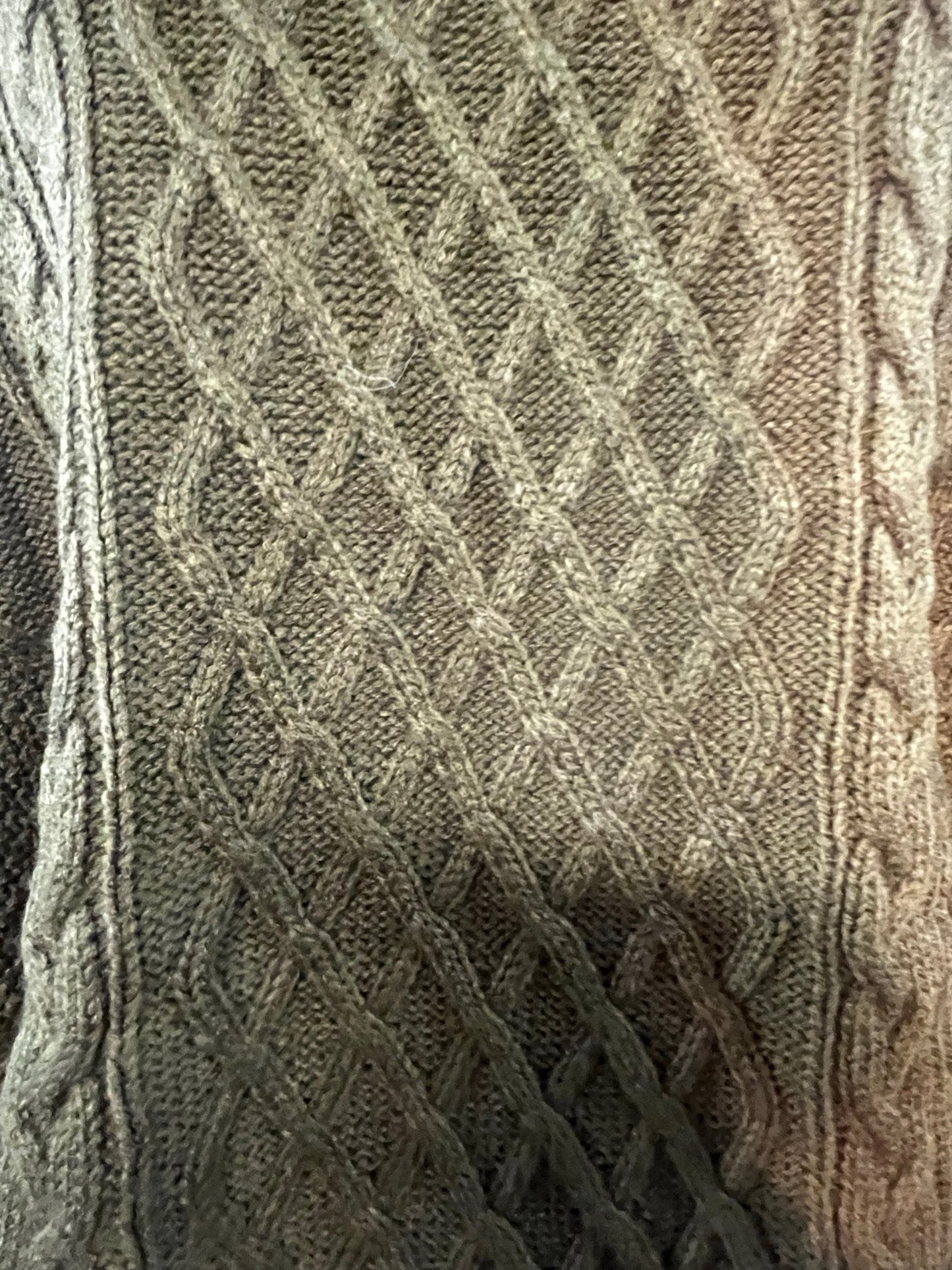 Knitted Jumper Acrylic Blend Clothes for Women – Olive Brown | Cable Knit Pattern | With Tie Bottom | Size Medium