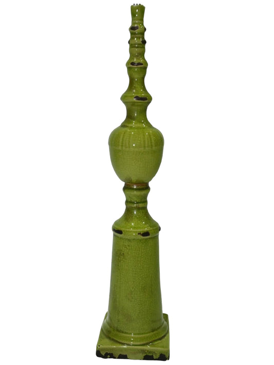 Rustic Glazed Green Ceramic Finials / Ornament
