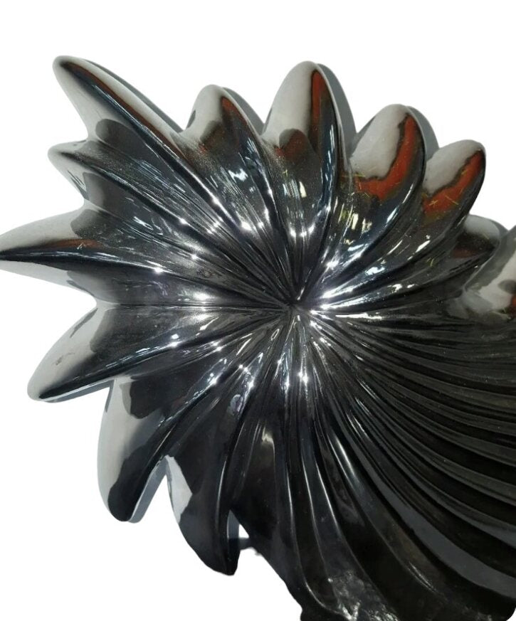 Sea Shell Vase High-Quality Ceramic Home Decor – Silver Chrome | 37 x 20 x 9 cm