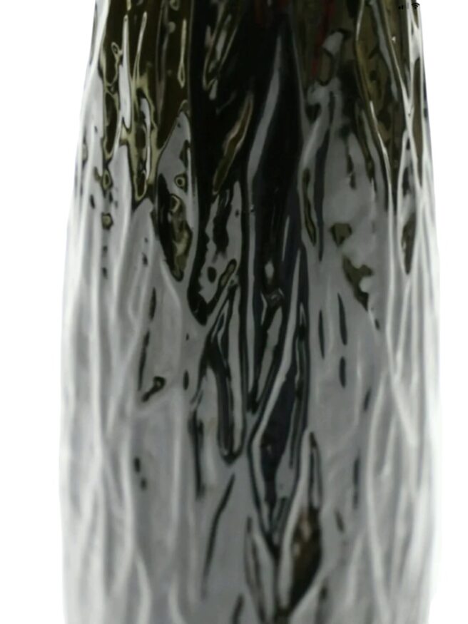 Black Textured Glossy Vase Medium
